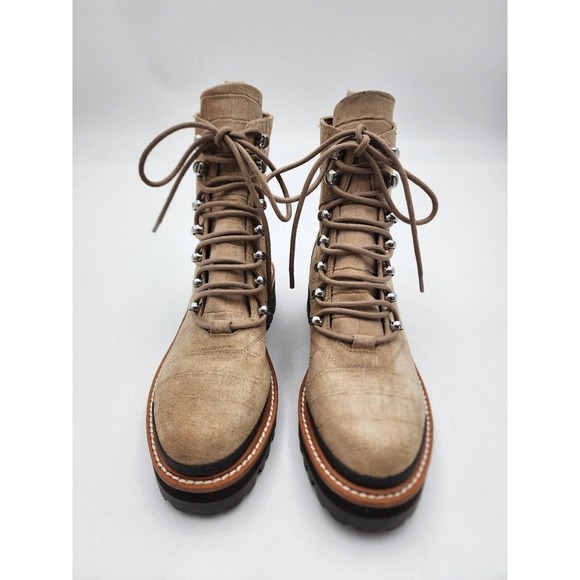 Marc Fisher LTD Izzie Weather Boot Lugsole Double Lace Women Natural Sue… - Picture 3 of 11